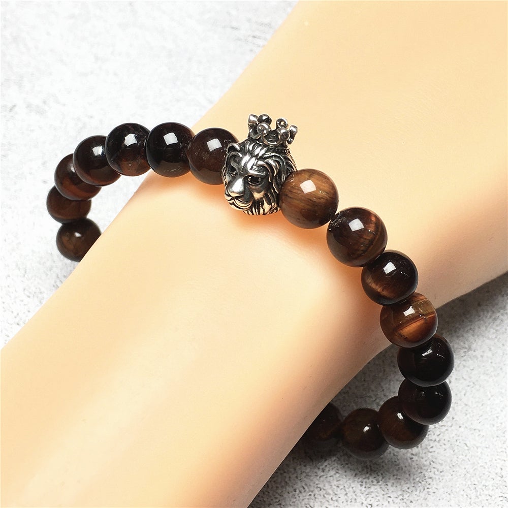 Natural Red Tiger Eyes Gemstone Bracelet Beaded Adjustable Bracelet Lion King Design