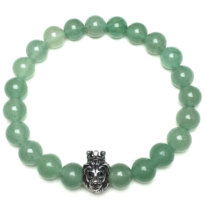 Natural Green Adventurine Gemstone Bracelet Beaded Adjustable Bracelet Lion King Design