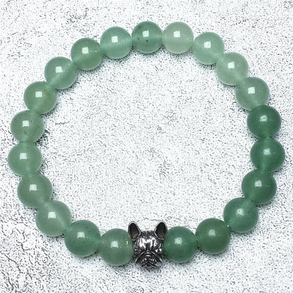 Natural Green Adventurine Beaded Bracelet Jewelry French Bulldog Bracelet For Men Women