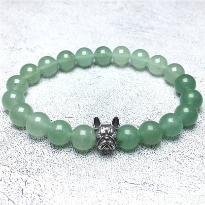 Natural Green Adventurine Beaded Bracelet Jewelry French Bulldog Bracelet For Men Women