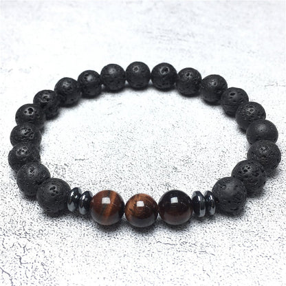 Lava Red Tigers Eye Stone Beaded Bracelet Gemstone Handmade Elastic Bracelets