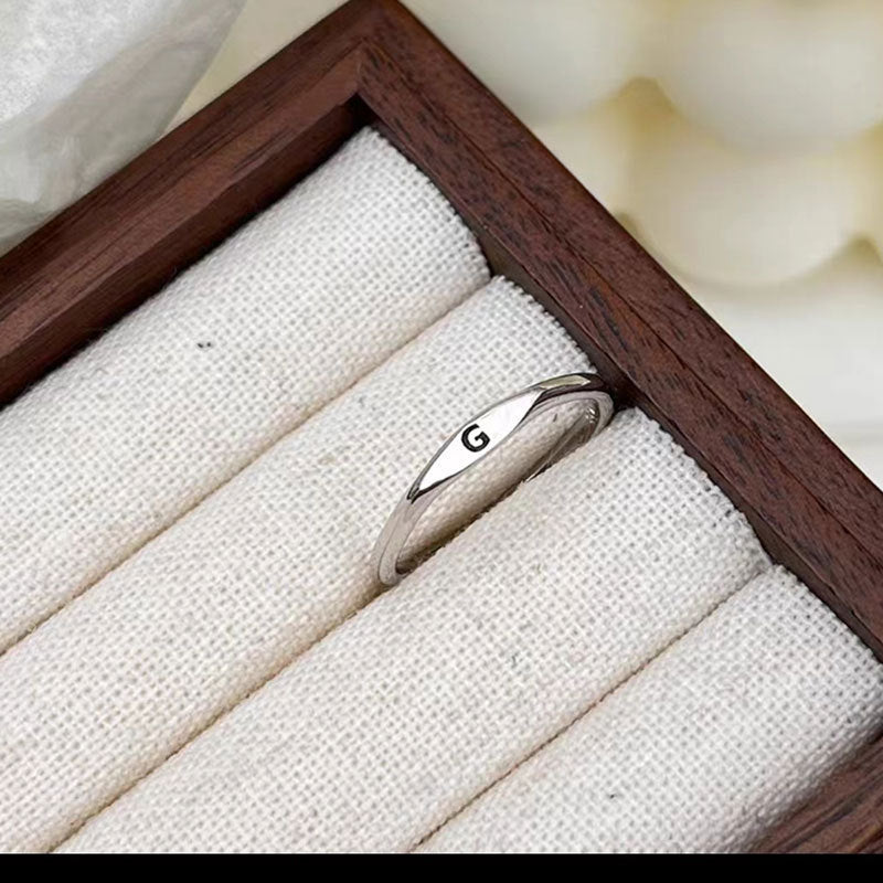 Silver Initial Signet Ring（Buy 3 Get 15% OFF）