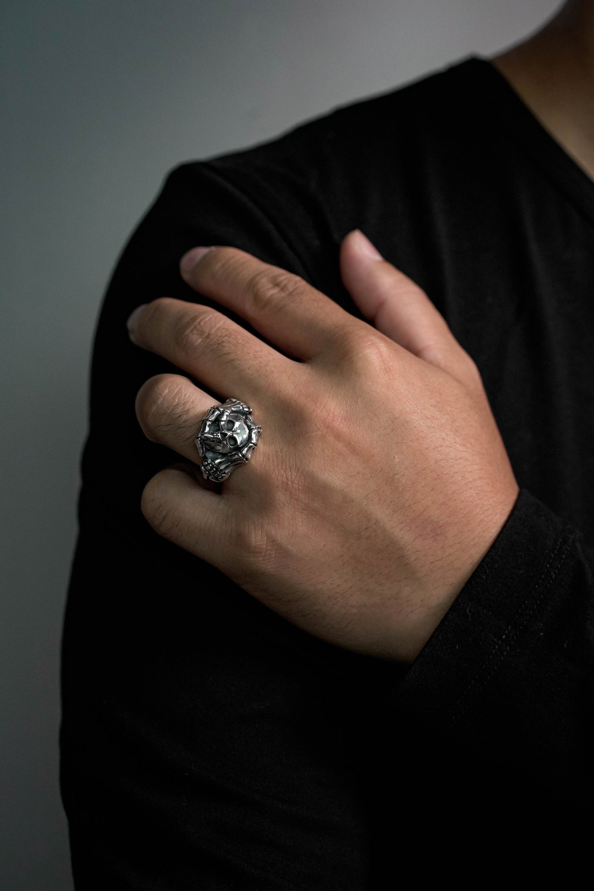 925 Sterling Silver Retro Skull Fist Ring