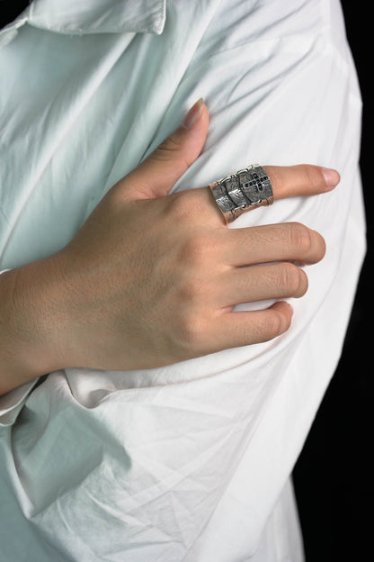 Sterling Silver Retro Spartan Hero Helmet Mask Ring