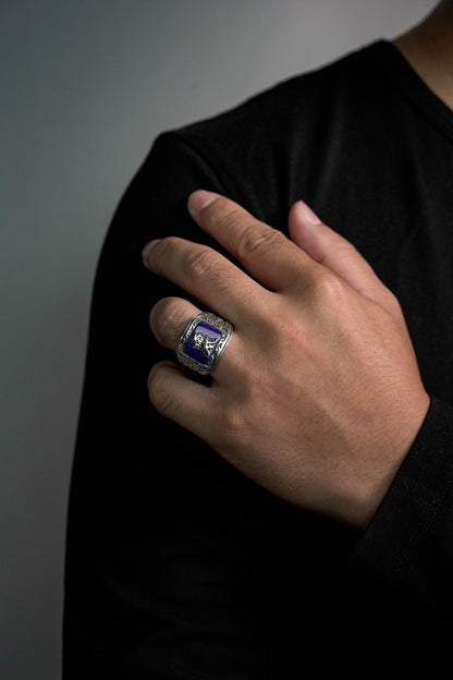 Lapis Onyx Eagle 925 Sterling Silver Retro Ring