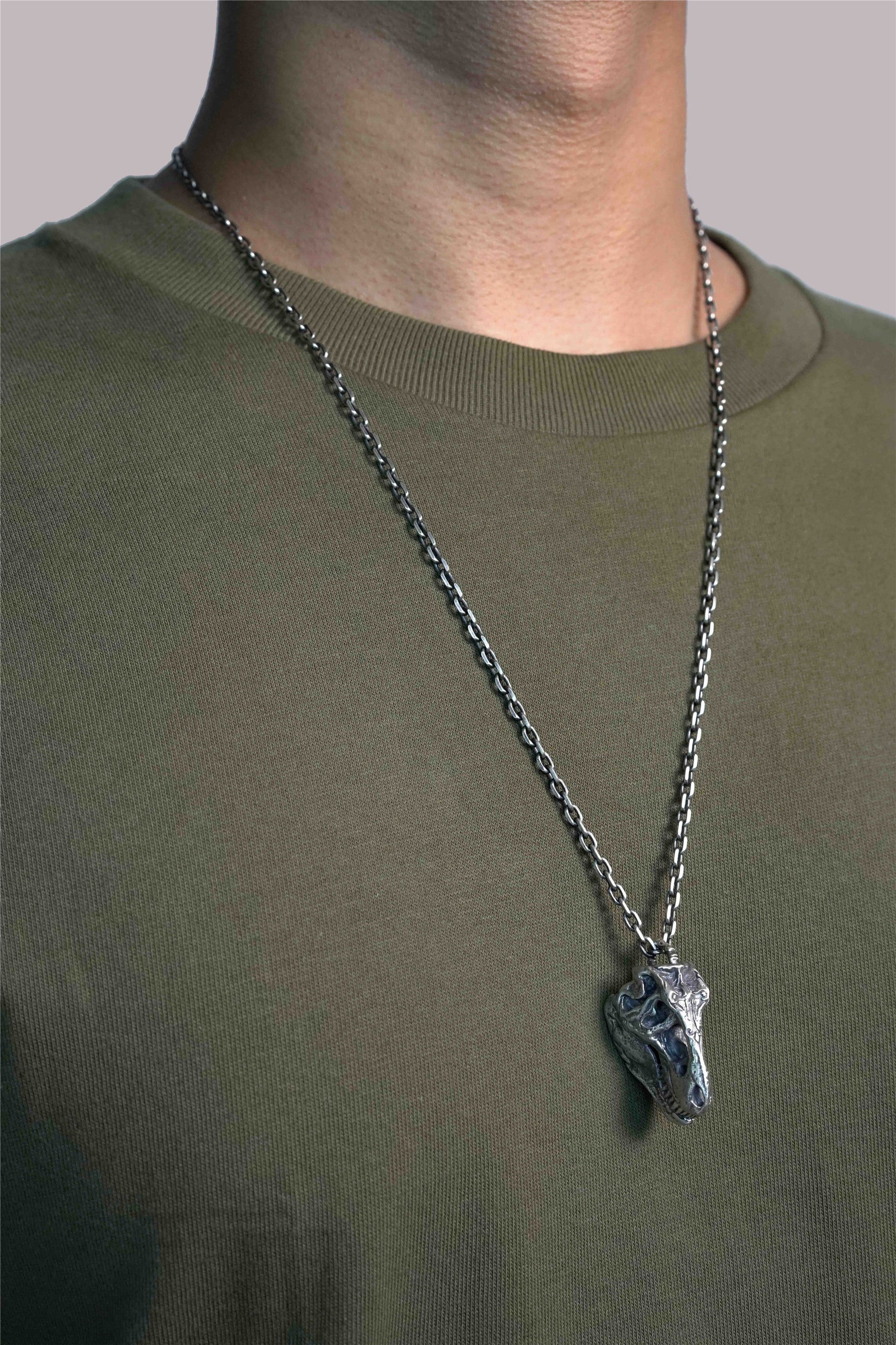 Retro Animal Skull Silver Pendant