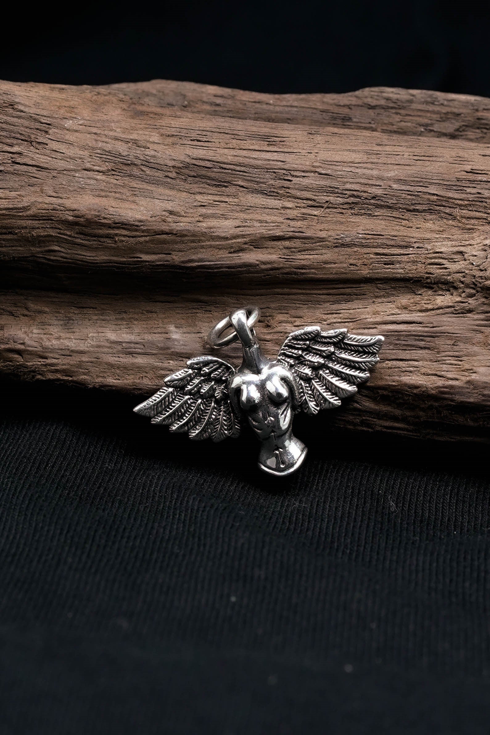 Retro Angel Wings 925 Silver Cross Pendant
