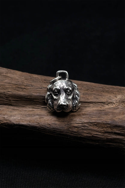 Retro 925 Sterling Silver Dog Head Pendant