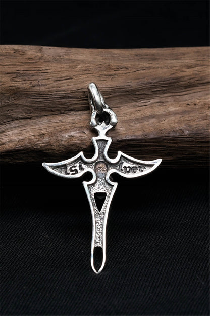 Retro Sterling Silver Cross Skull Pendant