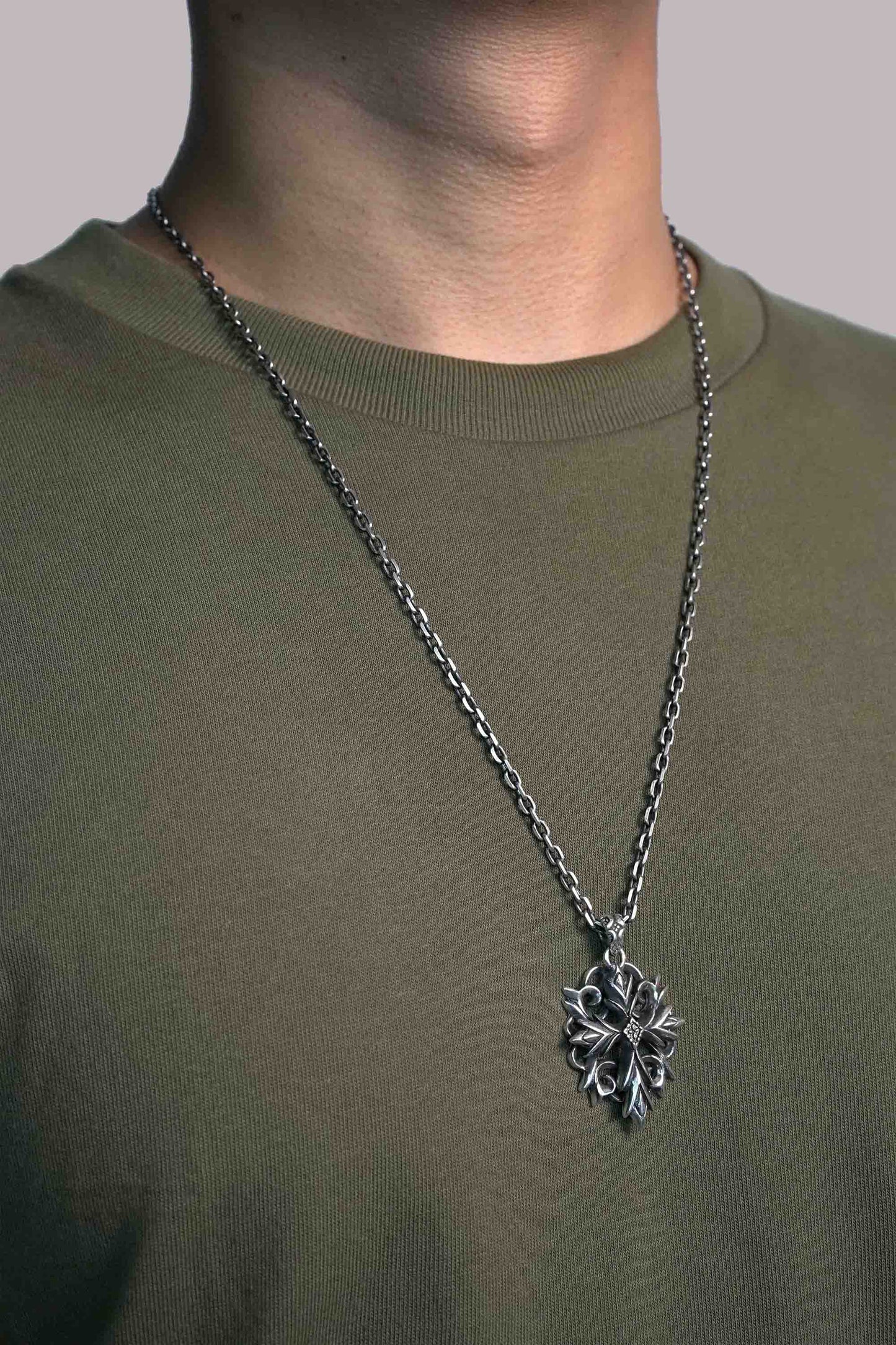 Double Cross Pendant Retro 925 Sterling Sliver