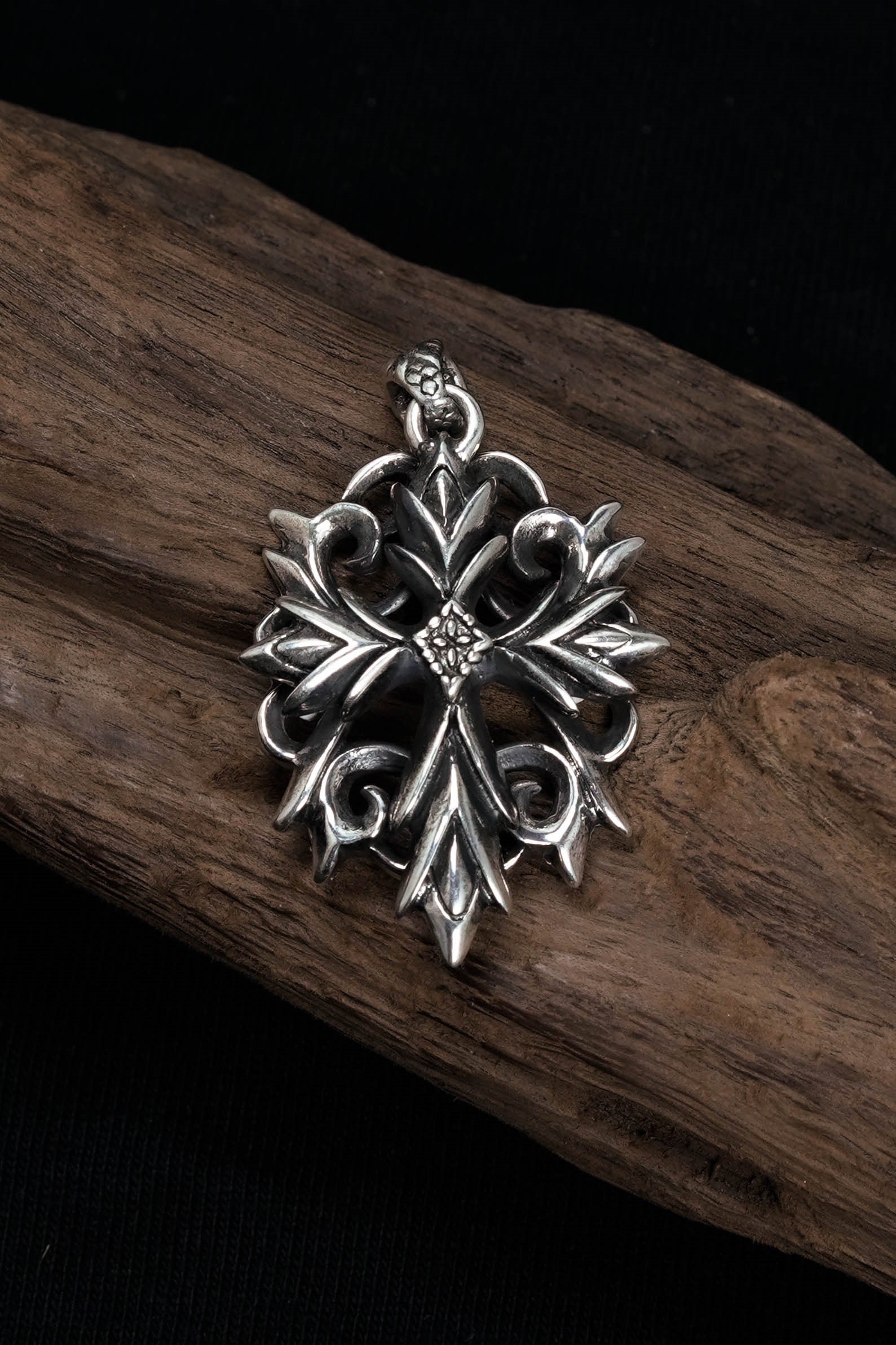 Double Cross Pendant Retro 925 Sterling Sliver