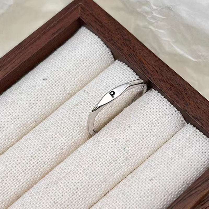 Silver Initial Signet Ring（Buy 3 Get 15% OFF）