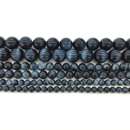 Natural Blue Tiger Eye Round Beads