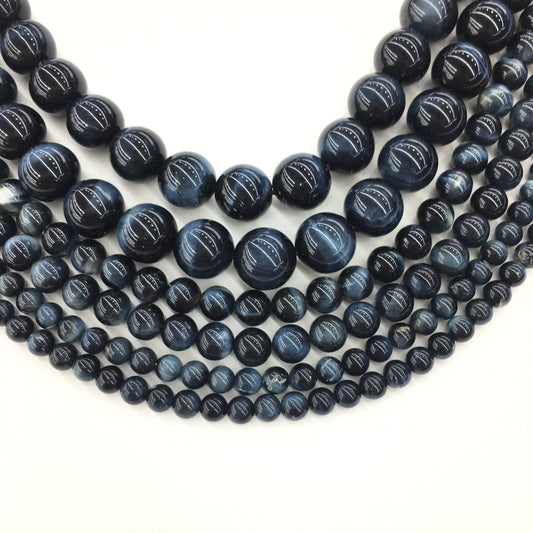 Natural Blue Tiger Eye Round Beads