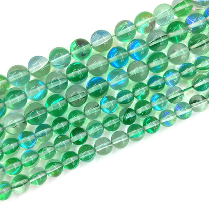 Green AB Crystal Quartz Round Loose Bead