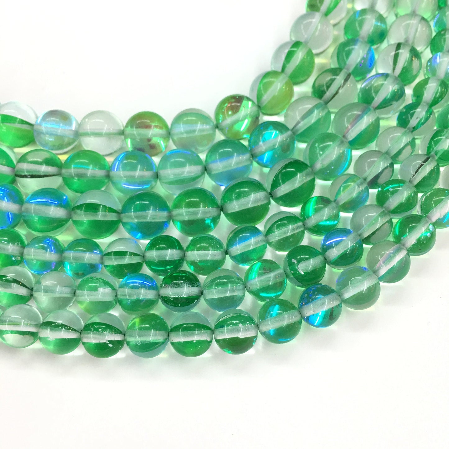 Green AB Crystal Quartz Round Loose Bead