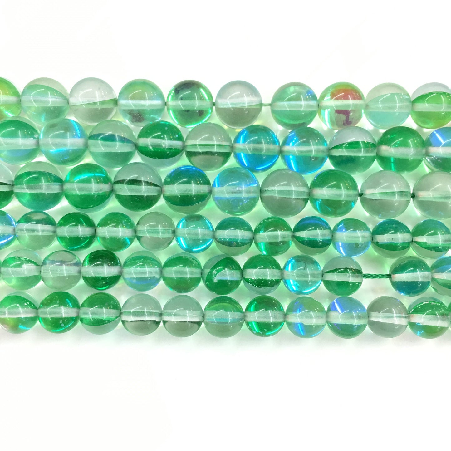 Green AB Crystal Quartz Round Loose Bead