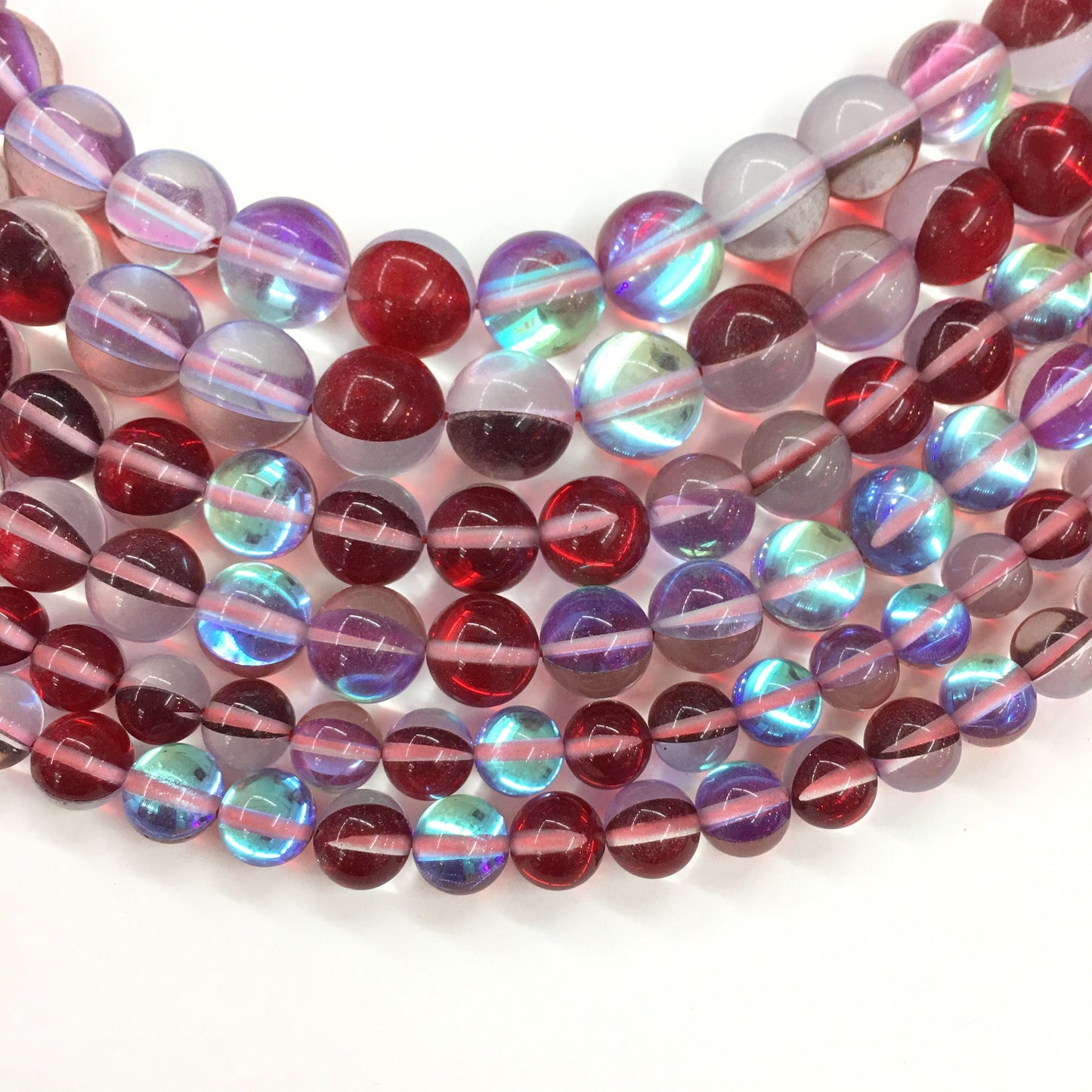 Dark Red AB Crystal Quartz Round  Loose Bead