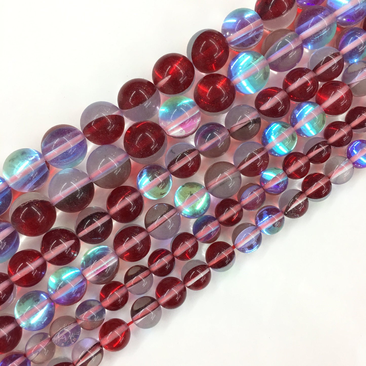 Dark Red AB Crystal Quartz Round  Loose Bead