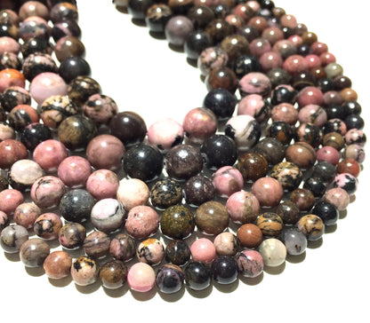 Natural Pink Rhodonite Jasper Round Beads