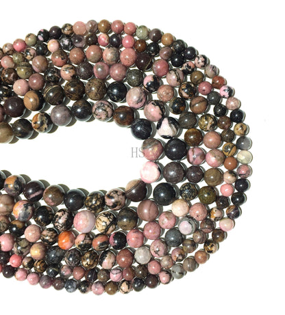 Natural Pink Rhodonite Jasper Round Beads