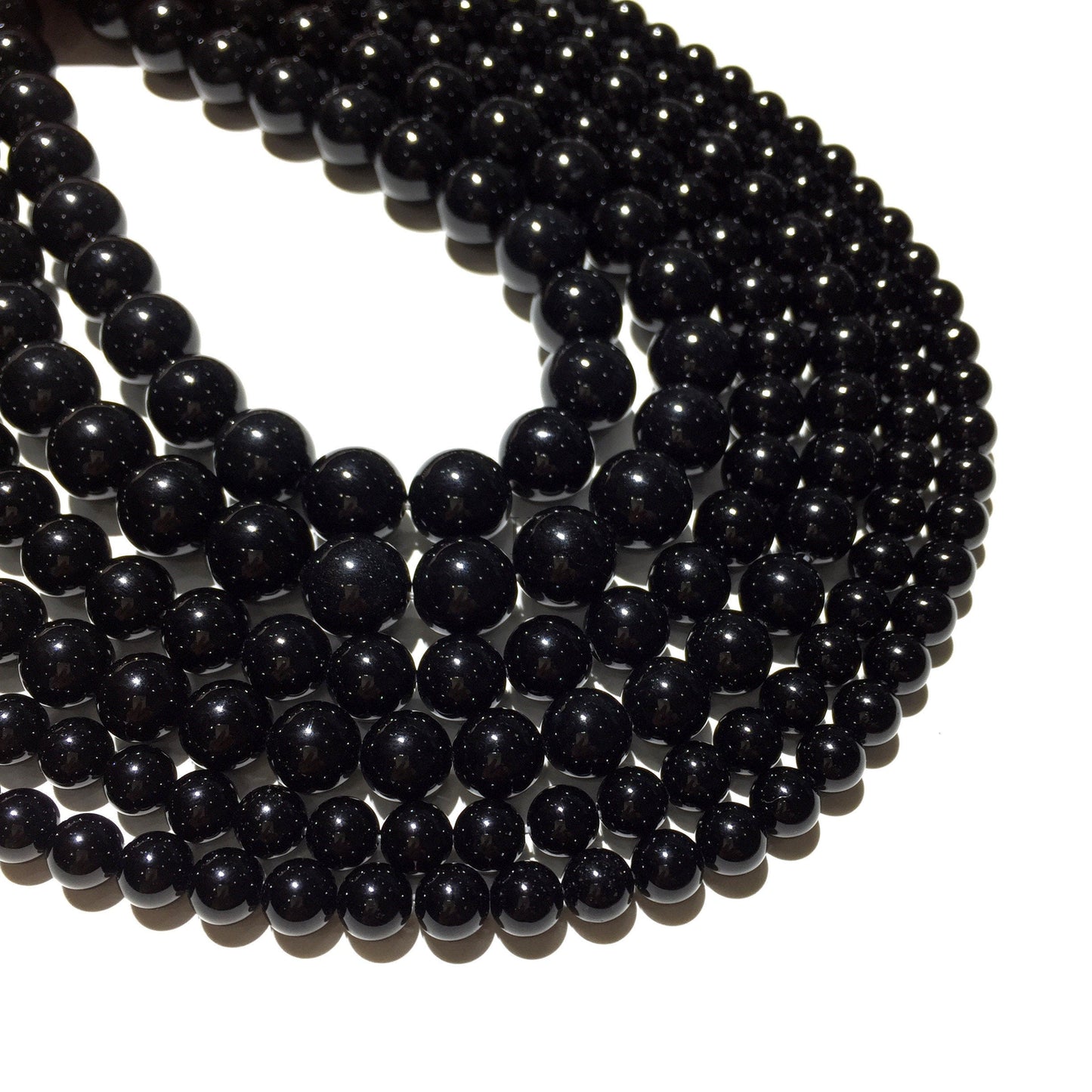 Natural Black Onyx Round Stone Beads