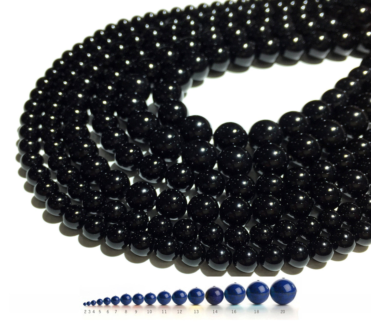 Natural Black Onyx Round Stone Beads