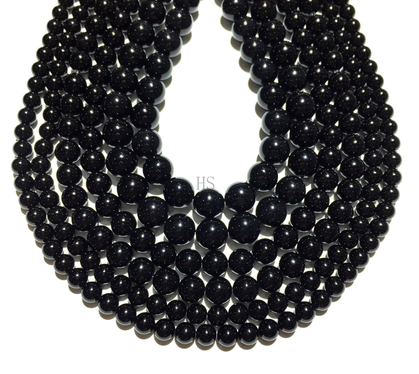 Natural Black Onyx Round Stone Beads