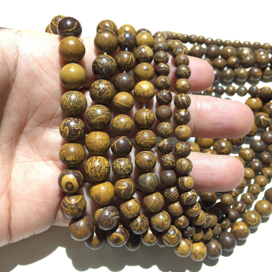 Natural Elephant Skin Jasper Round Beads