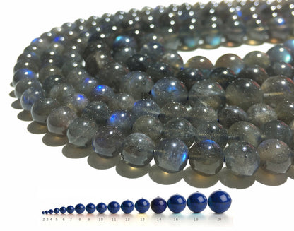 Natural Gray Labradorite Round Beads