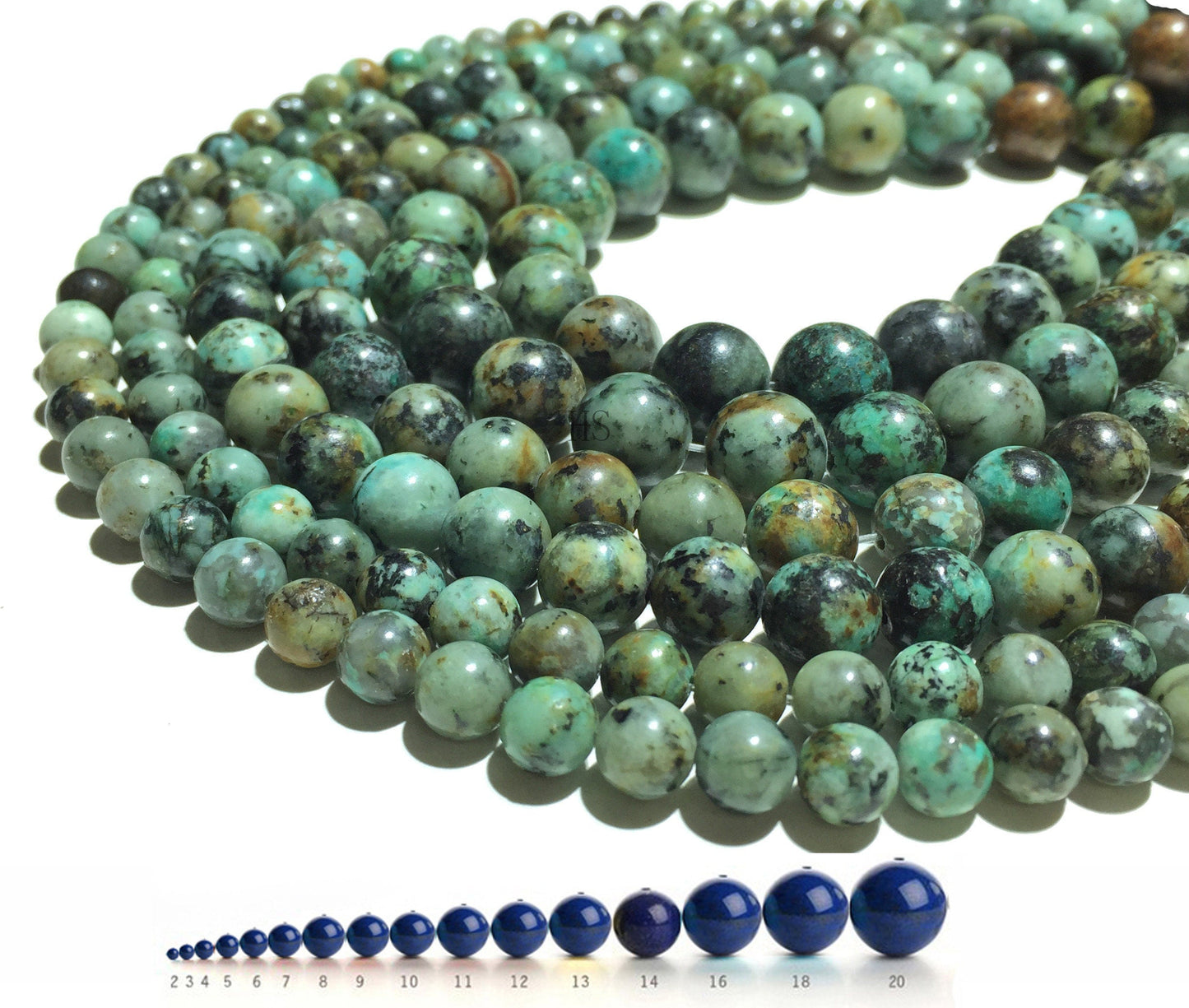 Natural Green African Turquoise Beads Healing Gemstone Loose Bead for DIY Jewelry Making Design  AAA Quality 4mm 6mm 8mm 10mm 12mm