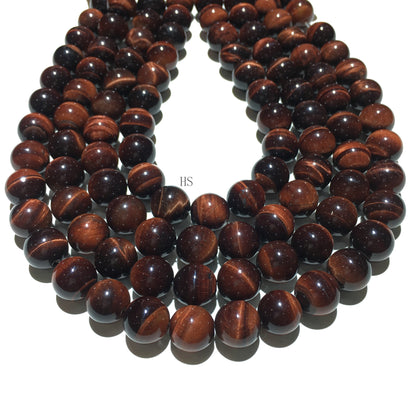 Natural Red Tiger Eys Round Beads