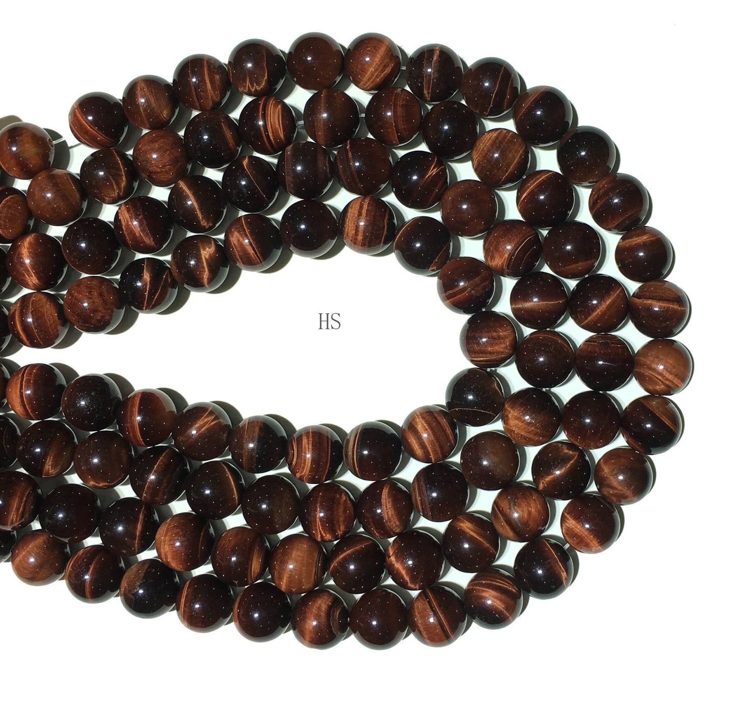 Natural Red Tiger Eys Round Beads