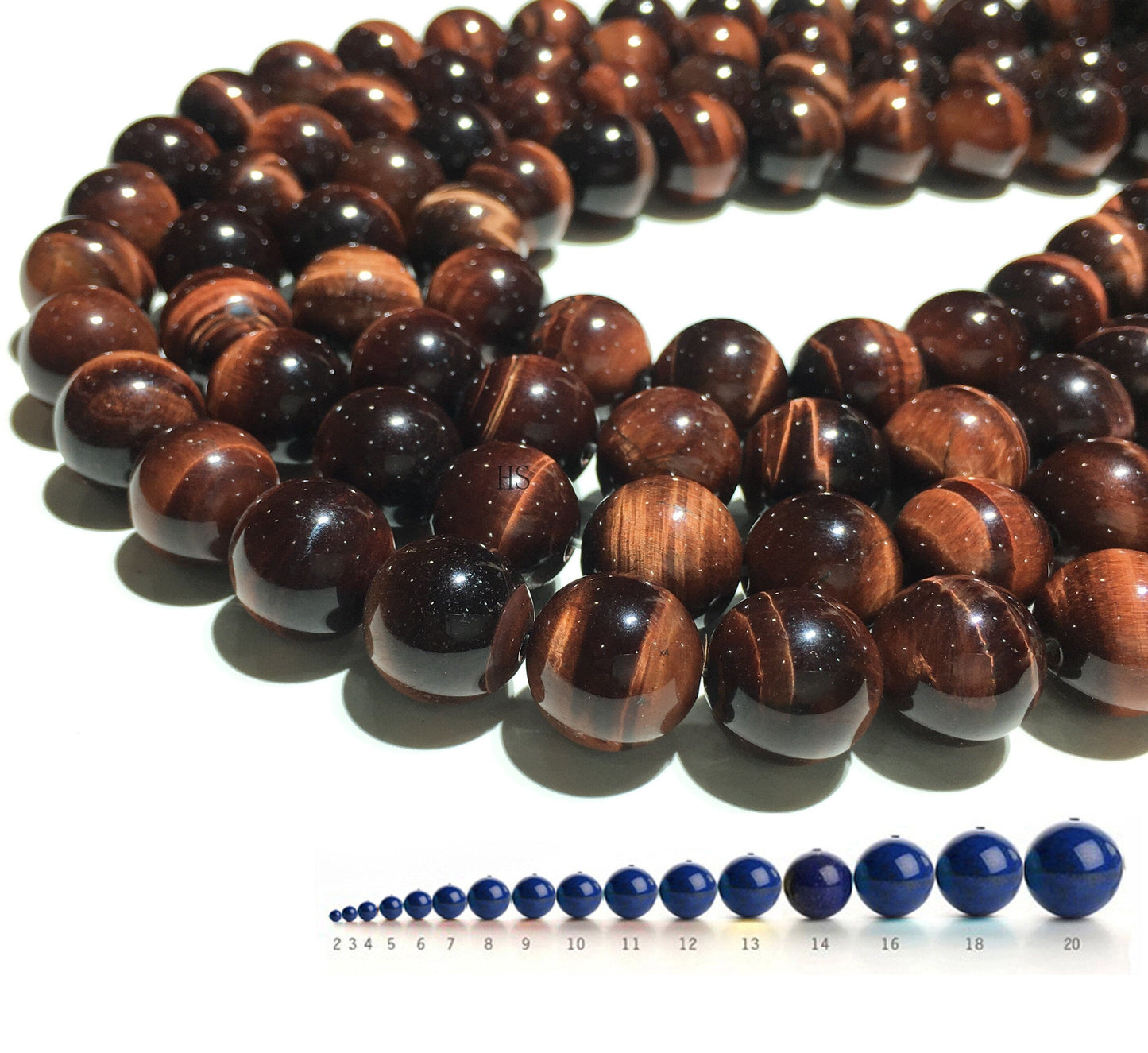 Natural Red Tiger Eys Round Beads