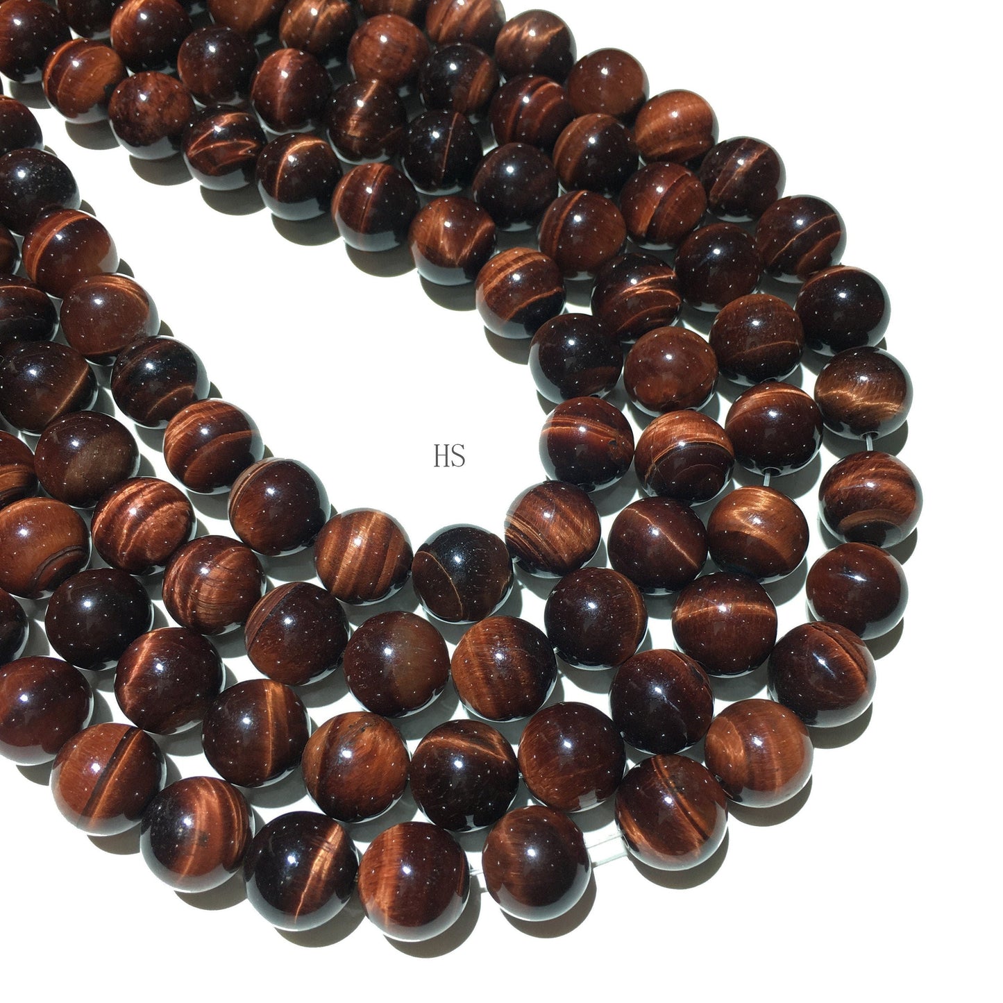 Natural Red Tiger Eys Round Beads