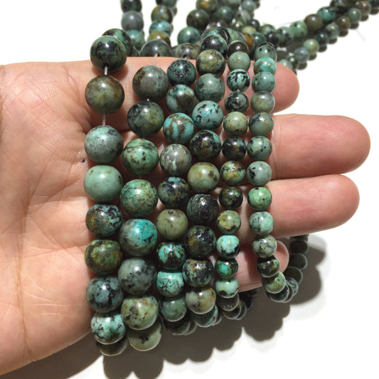 Natural Green African Turquoise Beads Healing Gemstone Loose Bead for DIY Jewelry Making Design  AAA Quality 4mm 6mm 8mm 10mm 12mm