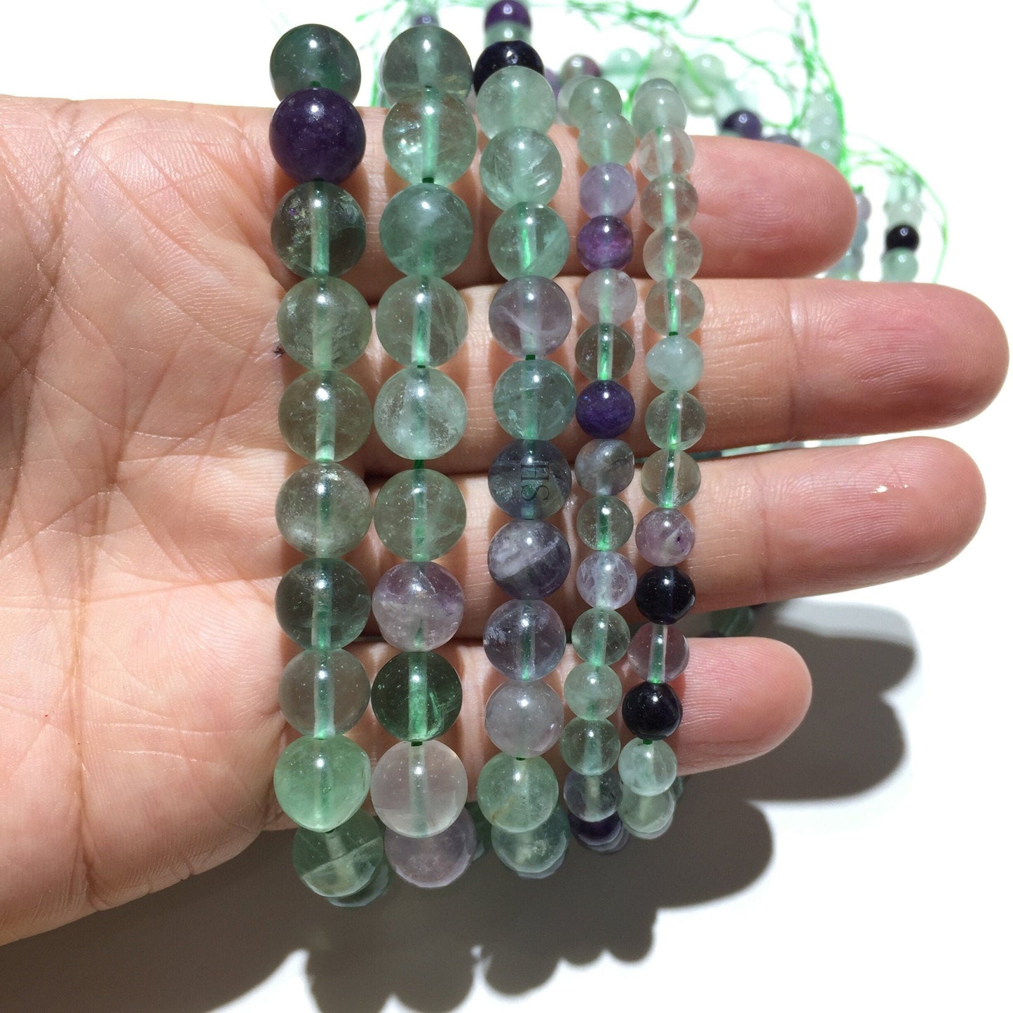 Natural Green Fluorite Round Loose Bead