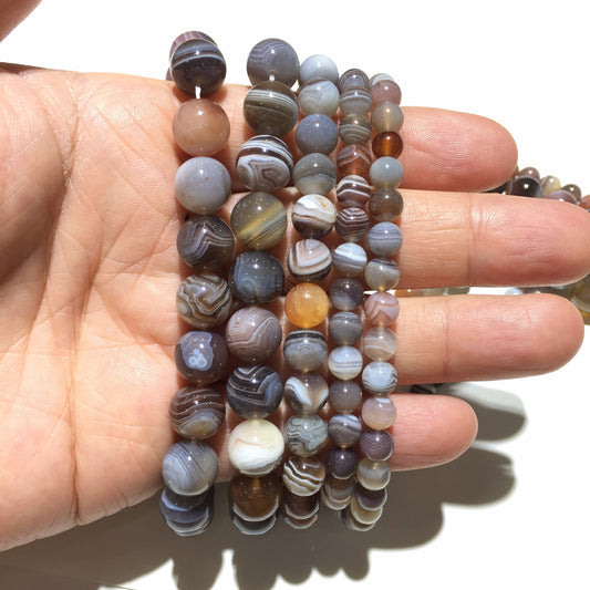 Natural Botswana Agate Round Beads