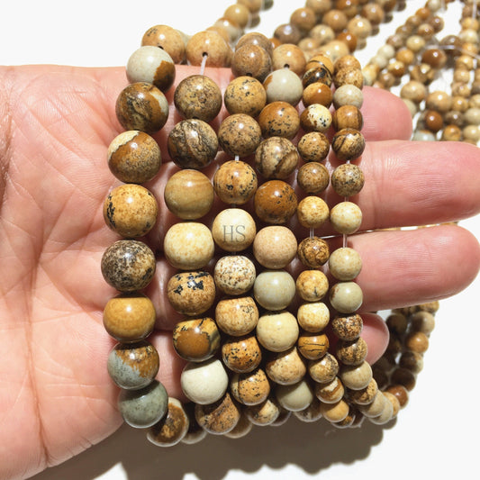 Natural Picture Jasper Round Beads