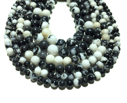 Genuine Natural Black & White Zebra Round Beads