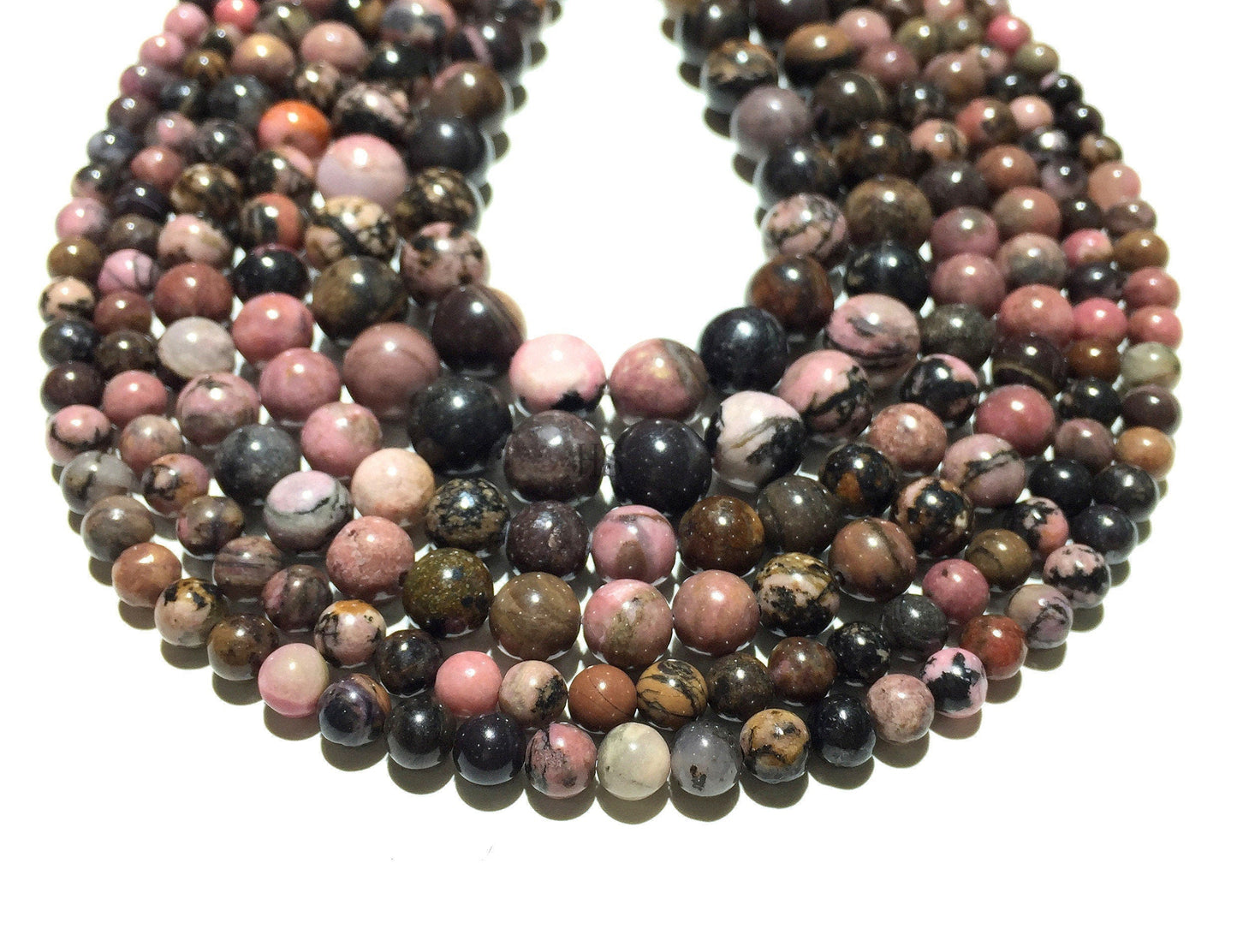 Natural Pink Rhodonite Jasper Round Beads