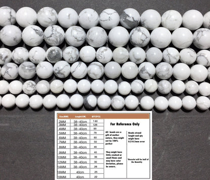 Natural Howlite Round Stone Beads