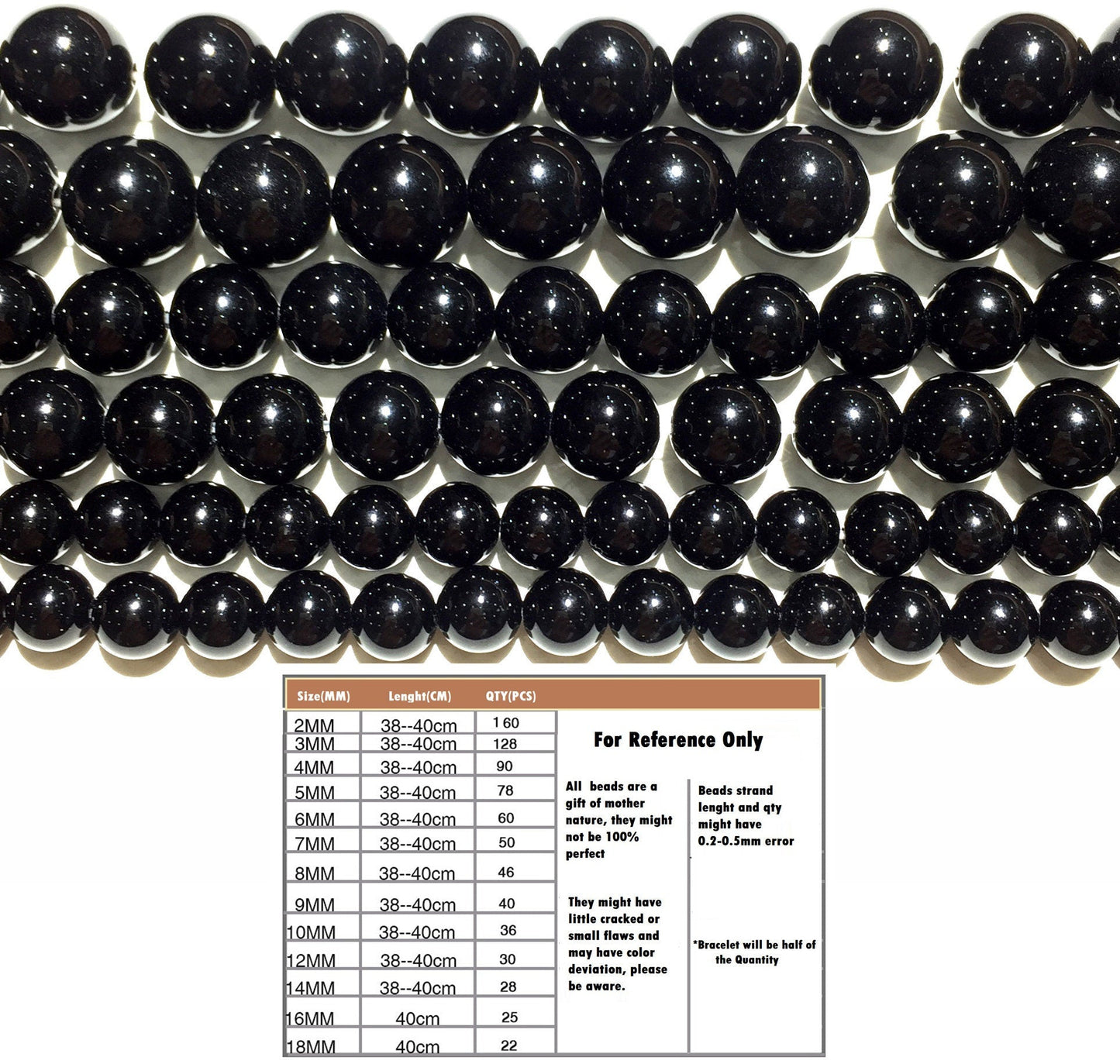 Natural Black Onyx Round Stone Beads