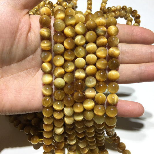 Natural Golden Honey Tiger Eye Round Beads