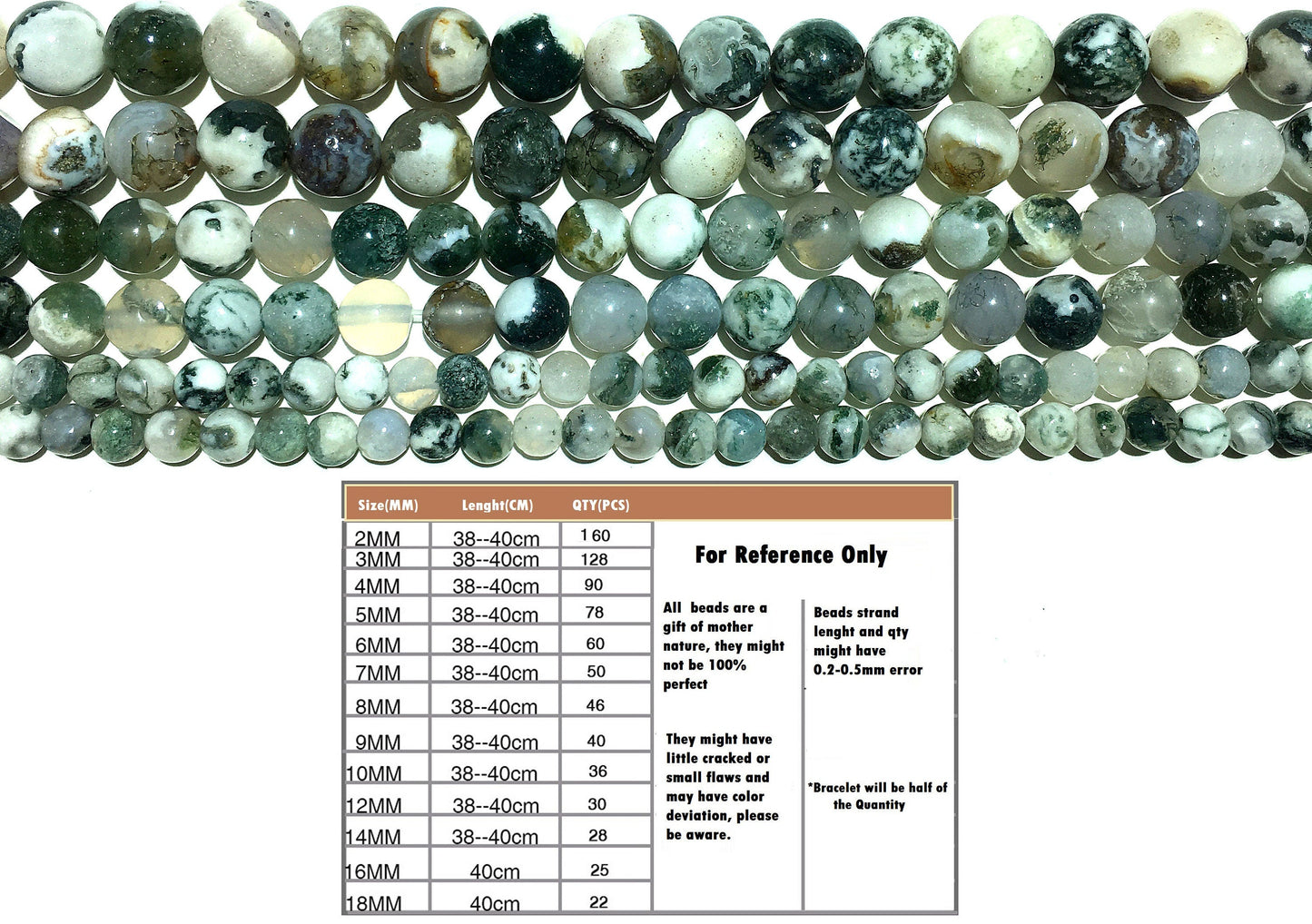 Natural Moss Agate Beads