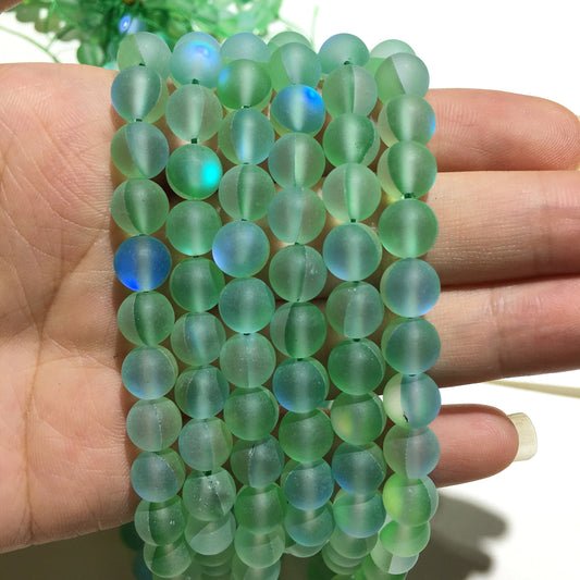 Green Quartz or Matted AB Crystal Quartz Bead
