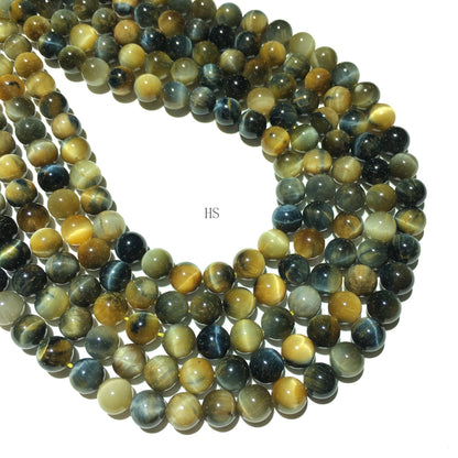 Natural Mix Honey Tiger Eye Round Beads