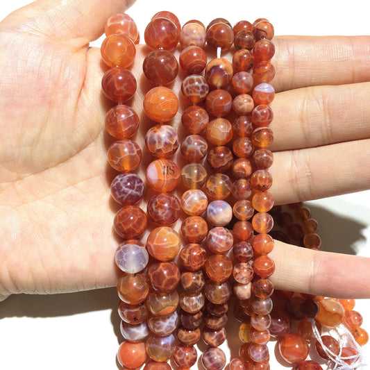 Natural Orange Bostwana Agate Round Beads