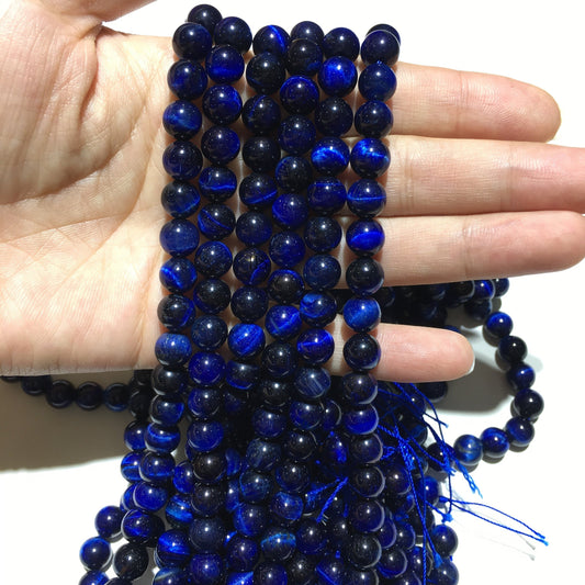 Natural Blue Tiger Eye round beads Healing Gemstone Loose Beads  for DIY Jewelry MakingAAA Quality 4mm 6mm 8mm 10mm 12mm