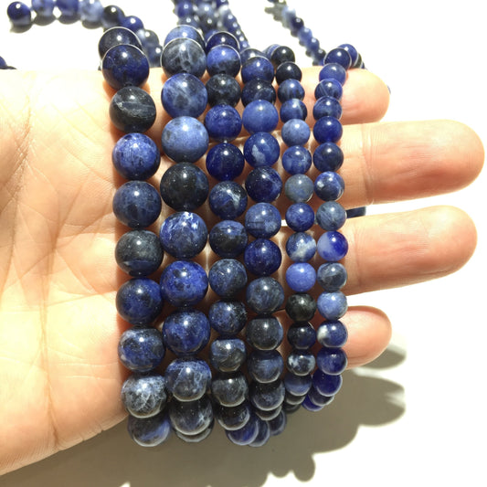 Natural Sodalite & Blue Jasper Round Beads